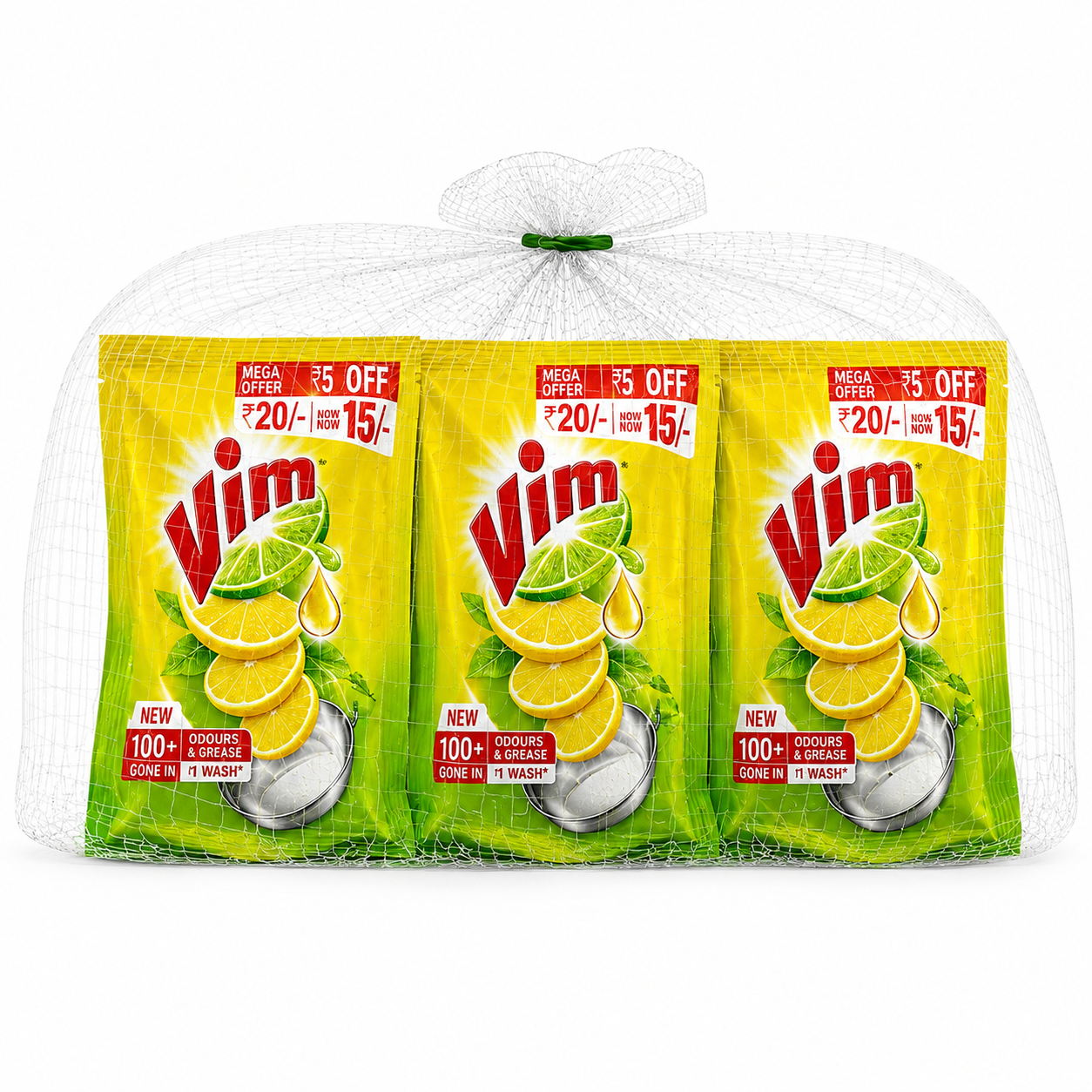 Vim Dishwash Combo Pack (3 × 100ml Pouches)